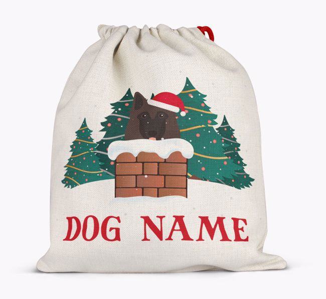 Peeking Dog with Santa Hat: Personalised {breedFullName} Santa Sack 